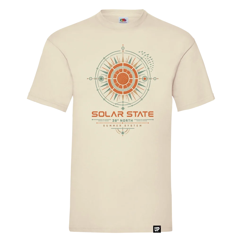 Premium natural majica Solar State sa flock motivom sunca