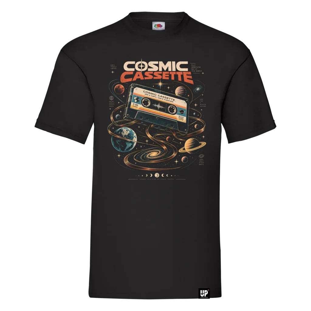 Cosmic Cassette retrofuturistička majica sa kasetom i planetama