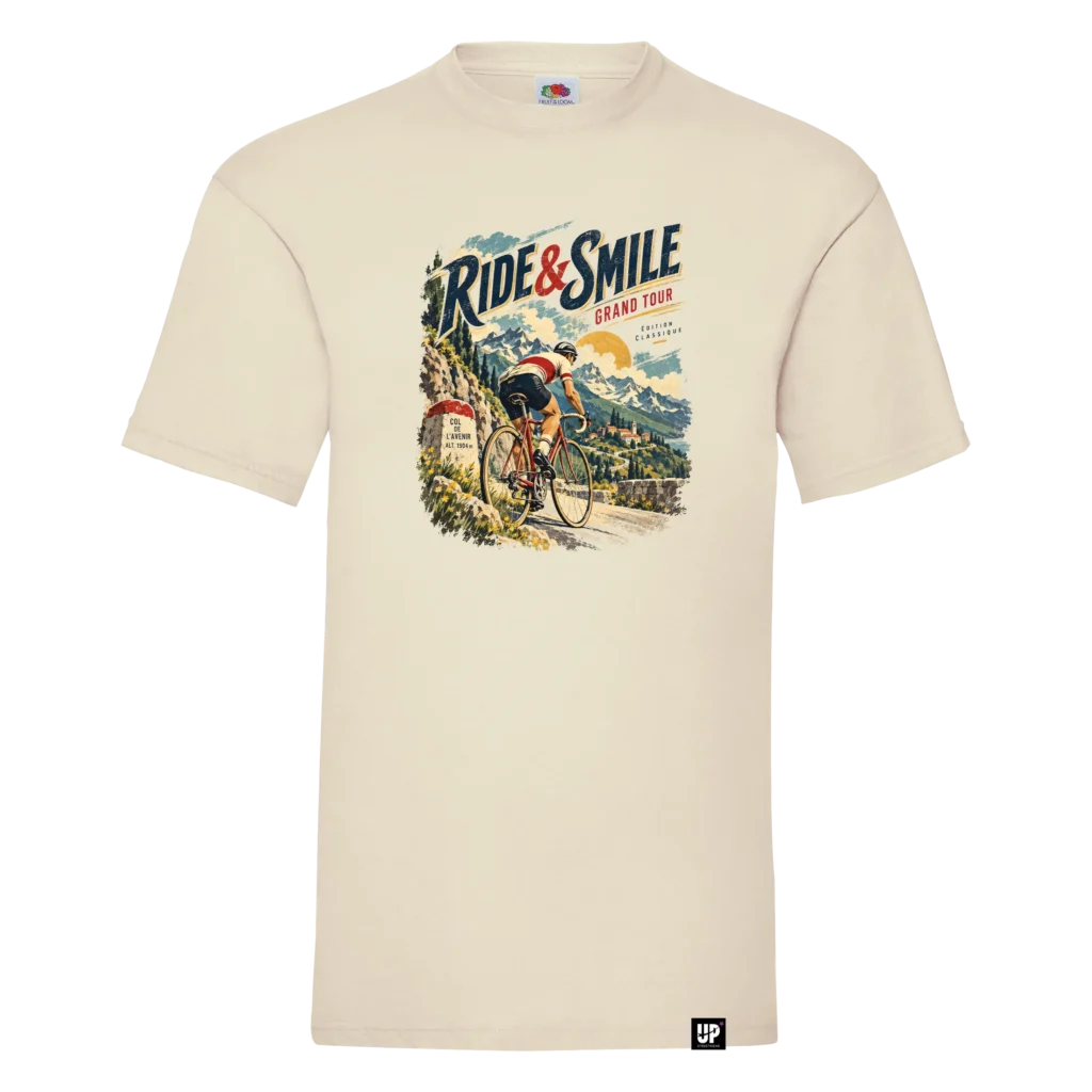 Ride & Smile vintage majica sa printom sa biciklistom